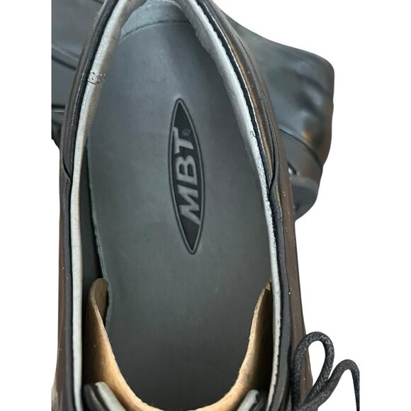 MBT Bosi Oxford Men’s Size 8.5 Black Coffee Leather Rocker Sole Shoe Lace Up NEW